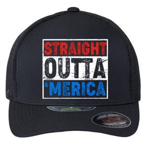 Straight Outta Merica Fourth of July Flexfit Unipanel Trucker Cap