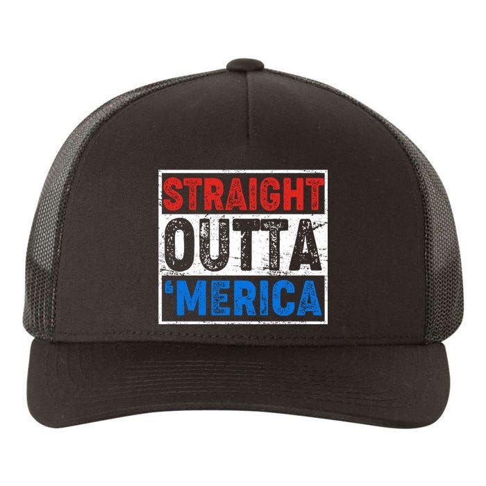 Straight Outta Merica Fourth of July Yupoong Adult 5-Panel Trucker Hat