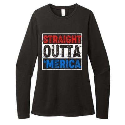 Straight Outta Merica Fourth of July Womens CVC Long Sleeve Shirt