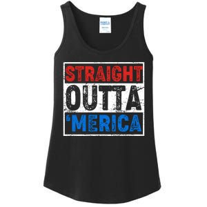 Straight Outta Merica Fourth of July Ladies Essential Tank