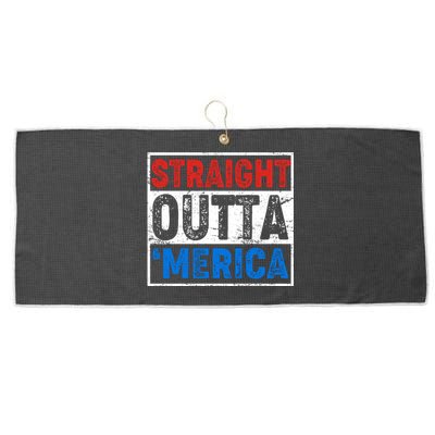 Straight Outta Merica Fourth of July Large Microfiber Waffle Golf Towel