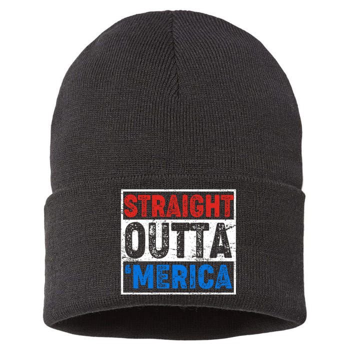 Straight Outta Merica Fourth of July Sustainable Knit Beanie