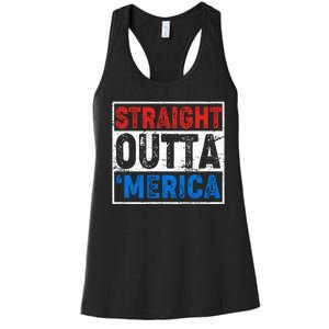 Straight Outta Merica Fourth of July Women's Racerback Tank