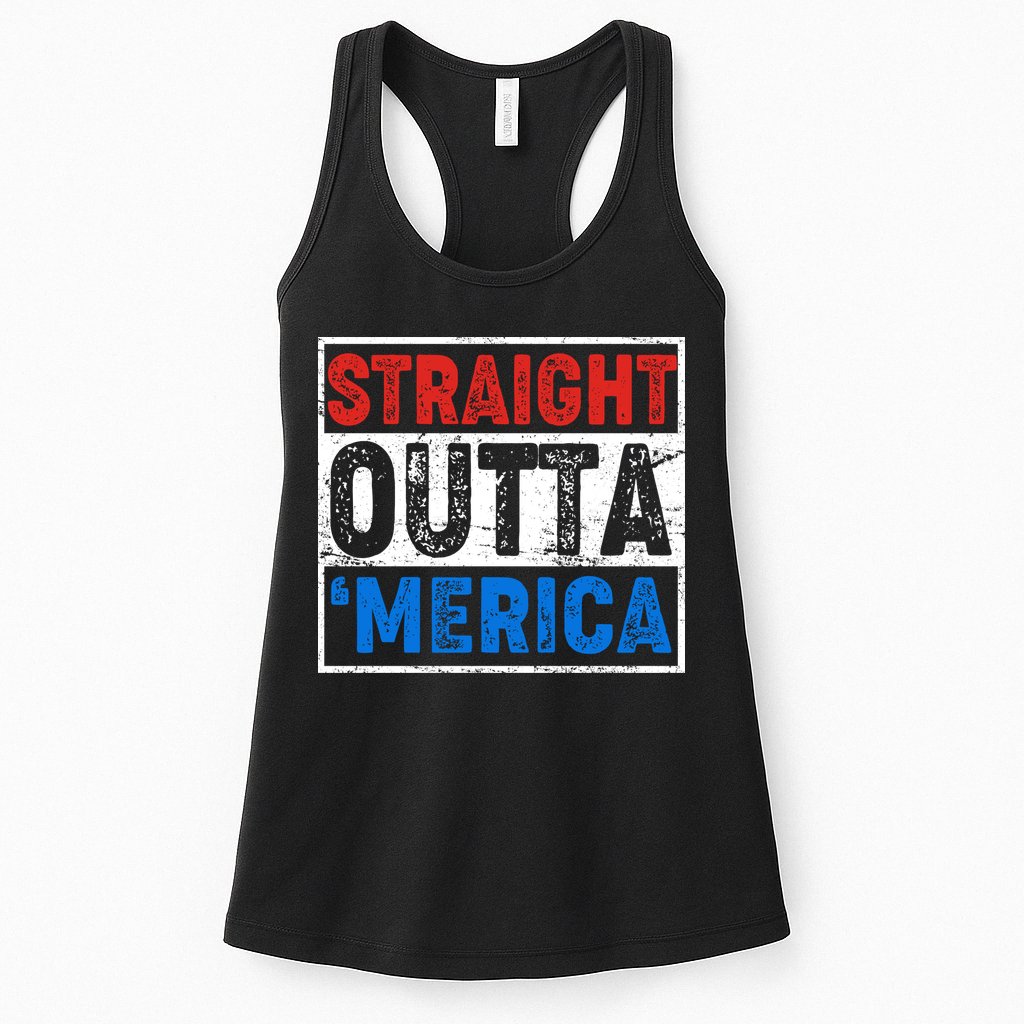 Straight Outta Merica Fourth of July Womens Tank Top