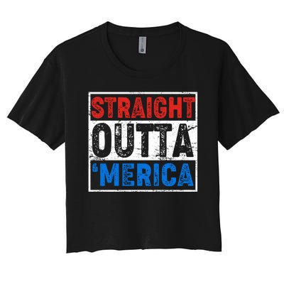 Straight Outta Merica Fourth of July Women's Crop Top Tee