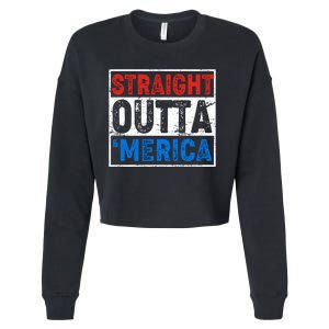 Straight Outta Merica Fourth of July Cropped Pullover Crew