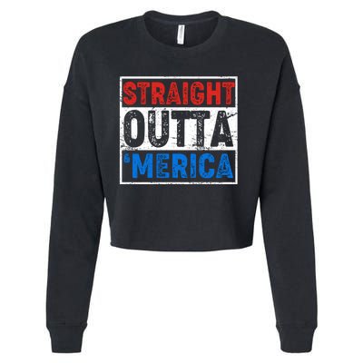 Straight Outta Merica Fourth of July Cropped Pullover Crew