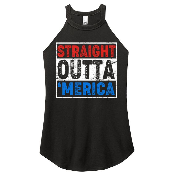 Straight Outta Merica Fourth of July Women's Perfect Tri Rocker Tank