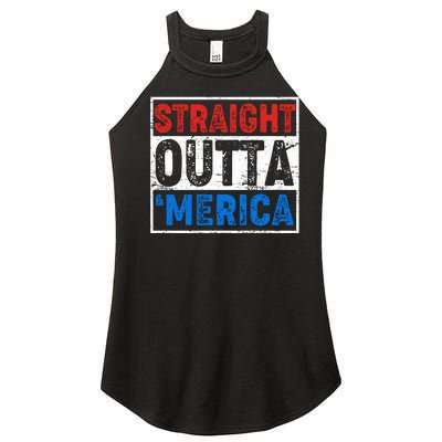 Straight Outta Merica Fourth of July Women's Perfect Tri Rocker Tank