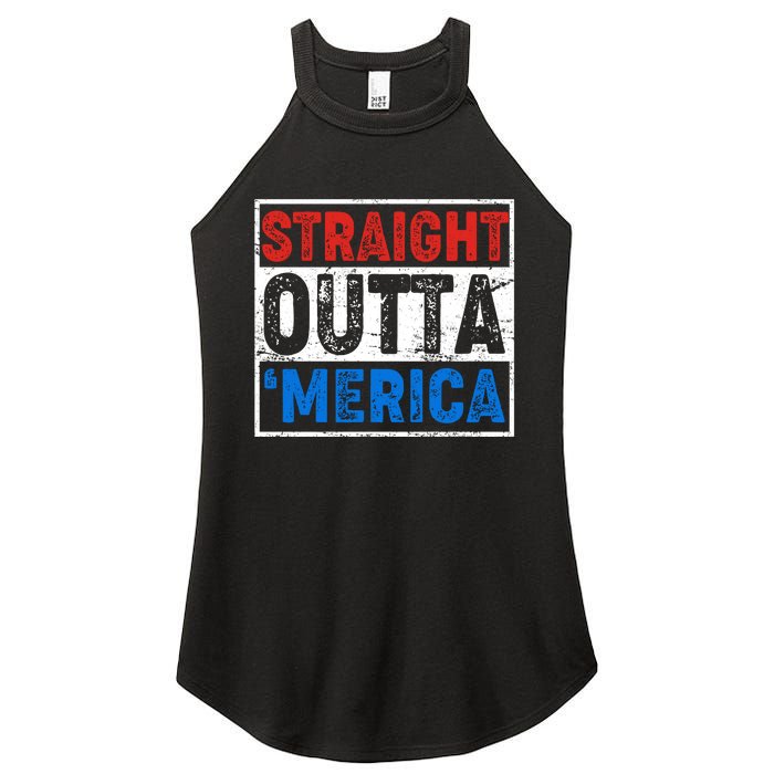 Straight Outta Merica Fourth of July Women's Perfect Tri Rocker Tank