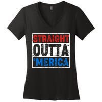 Straight Outta Merica Fourth of July Women's V-Neck T-Shirt