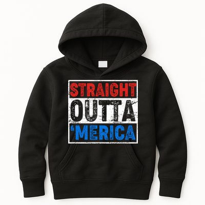 Straight Outta Merica Fourth of July Kids Hoodie