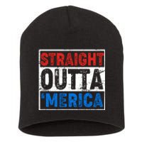 Straight Outta Merica Fourth of July Short Acrylic Beanie