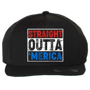 Straight Outta Merica Fourth of July Wool Snapback Cap