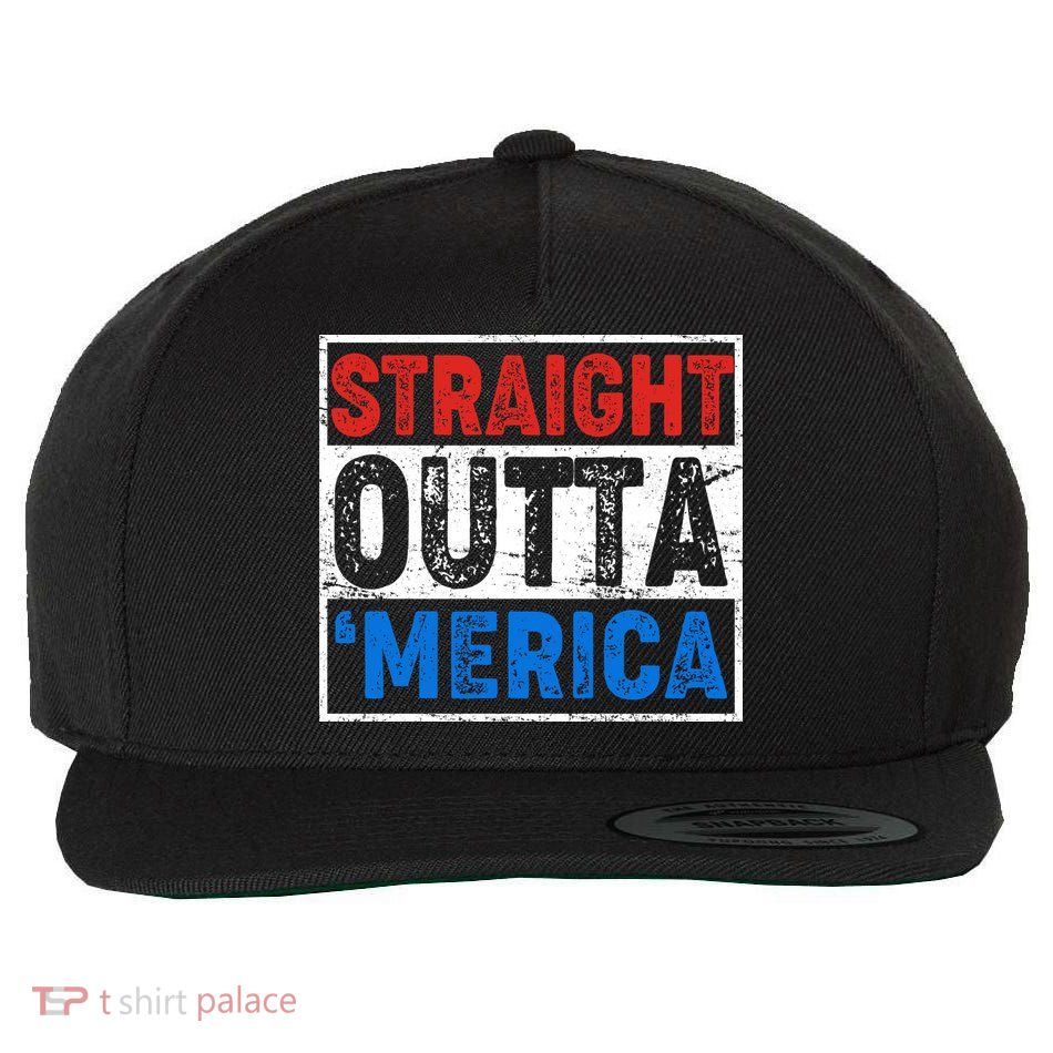 Straight Outta Merica Fourth of July Wool Snapback Cap