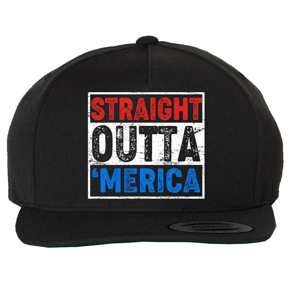 Straight Outta Merica Fourth of July Wool Snapback Cap