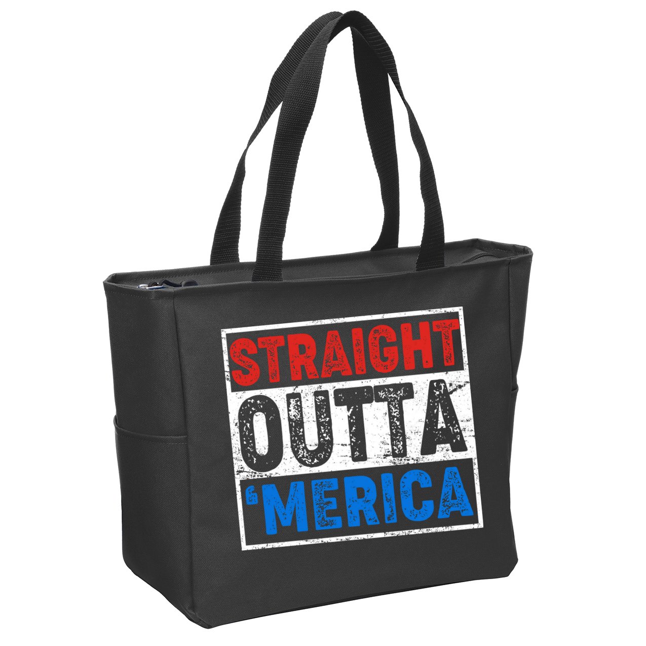 Straight Outta Merica Fourth of July Zip Tote Bag