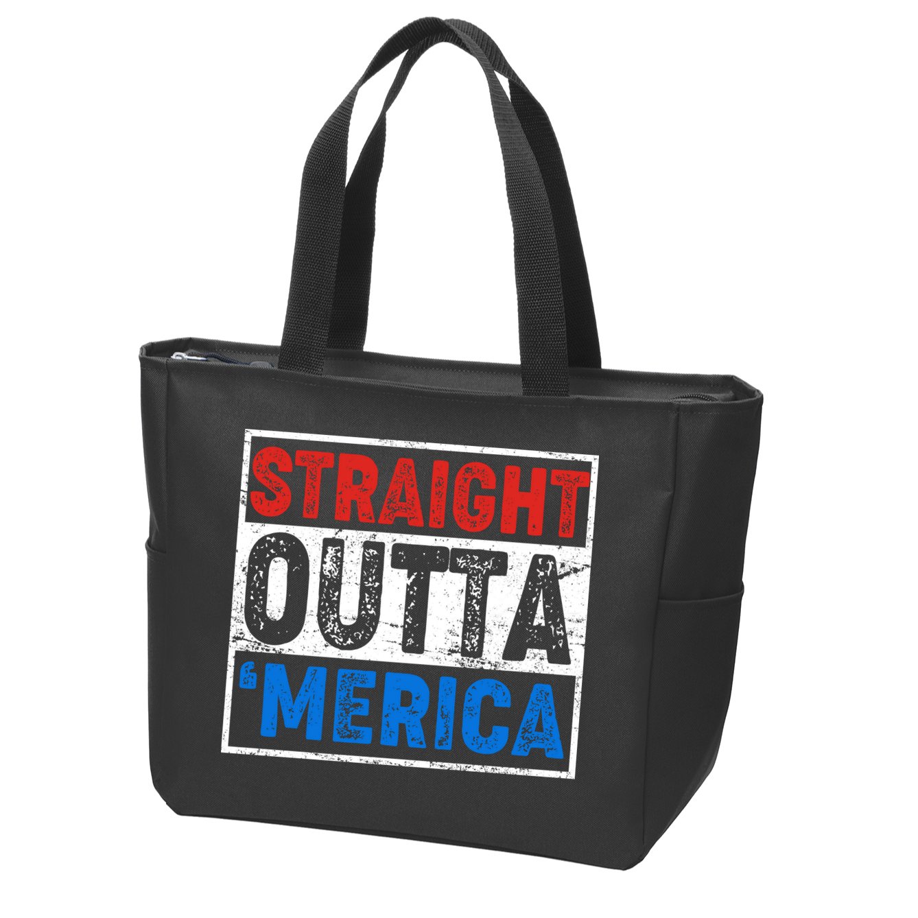Straight Outta Merica Fourth of July Zip Tote Bag