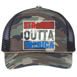 Straight Outta Merica Fourth of July Retro Rope Trucker Hat Cap