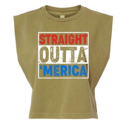 Straight Outta Merica Fourth of July Garment-Dyed Women's Muscle Tee