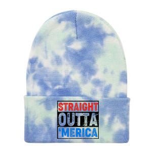 Straight Outta Merica Fourth of July Tie Dye 12in Knit Beanie