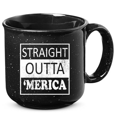 Straight Outta 'Merica USA America Distressed 15oz Campfire Ceramic Mug