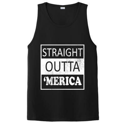 Straight Outta 'Merica USA America Distressed PosiCharge Competitor Tank