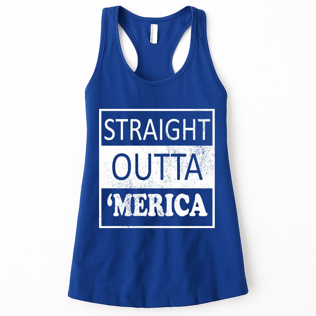 Straight Outta 'Merica USA America Distressed Womens Tank Top