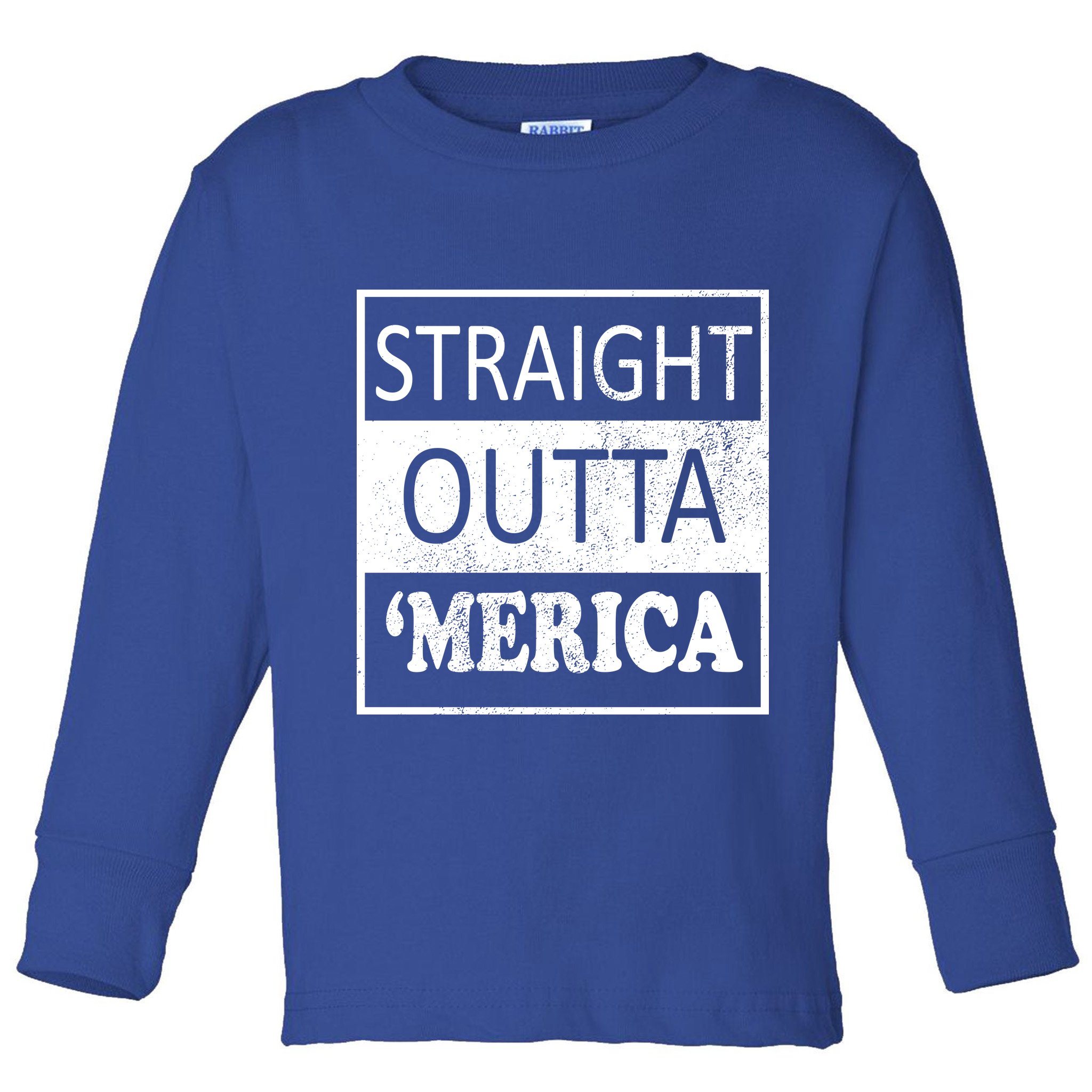 Straight Outta 'Merica USA America Distressed Toddler Long Sleeve Shirt