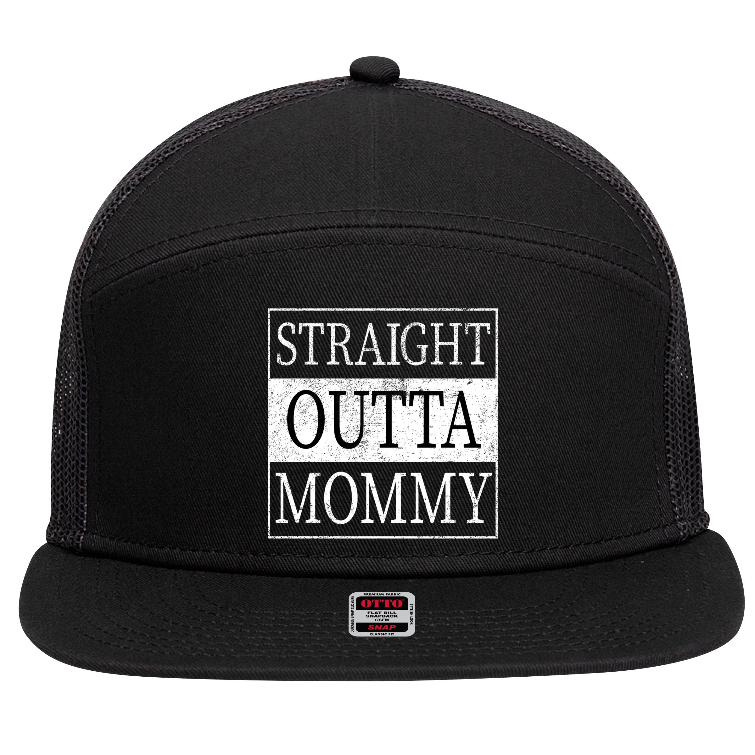 Straight Outta Mommy 7 Panel Mesh Trucker Snapback Hat