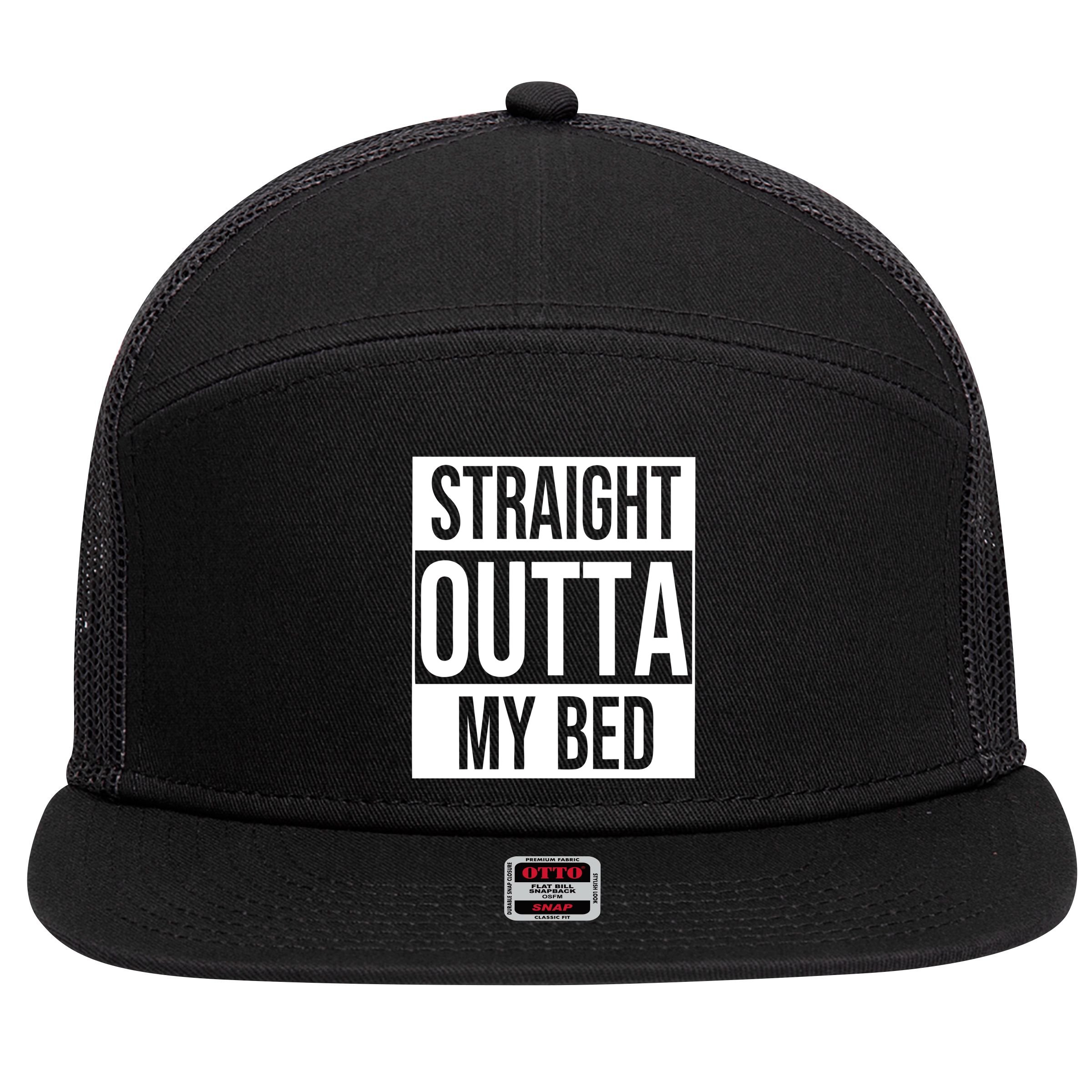 Straight Outta My Bed 7 Panel Mesh Trucker Snapback Hat
