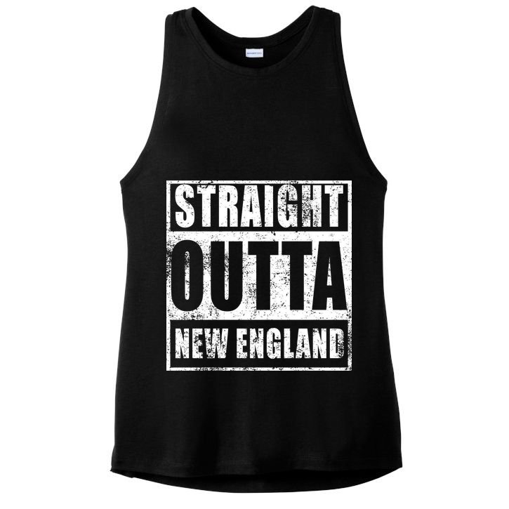 Straight Outta New England Distressed Ladies PosiCharge Tri-Blend Wicking Tank