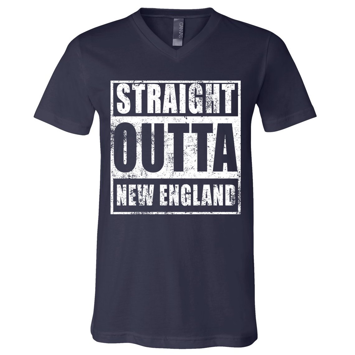 Straight Outta New England Distressed V-Neck T-Shirt