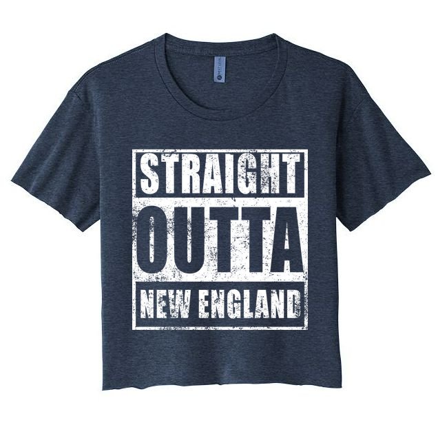 Straight Outta New England Distressed Crop Top