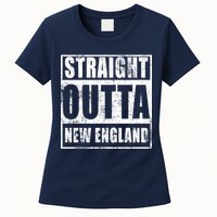 Straight Outta New England Distressed Womens T-Shirt