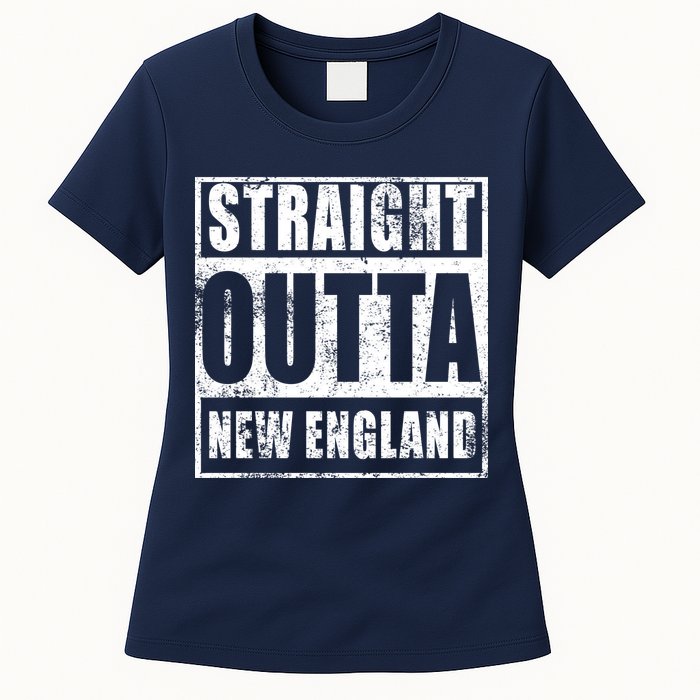 Straight Outta New England Distressed Womens T-Shirt