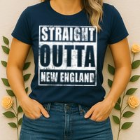 Straight Outta New England Distressed Womens T-Shirt