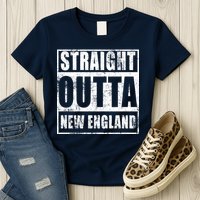 Straight Outta New England Distressed Womens T-Shirt