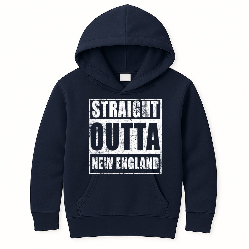 Straight Outta New England Distressed Kids Hoodie