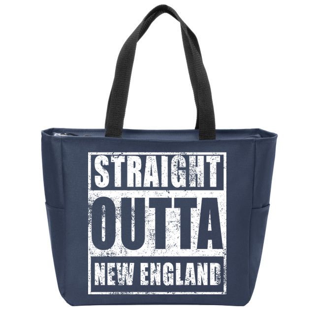 Straight Outta New England Distressed Zip Tote Bag