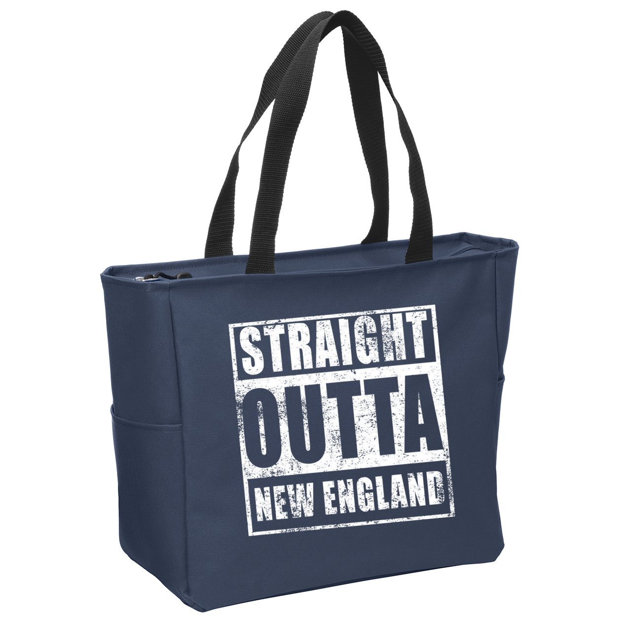 Straight Outta New England Distressed Zip Tote Bag