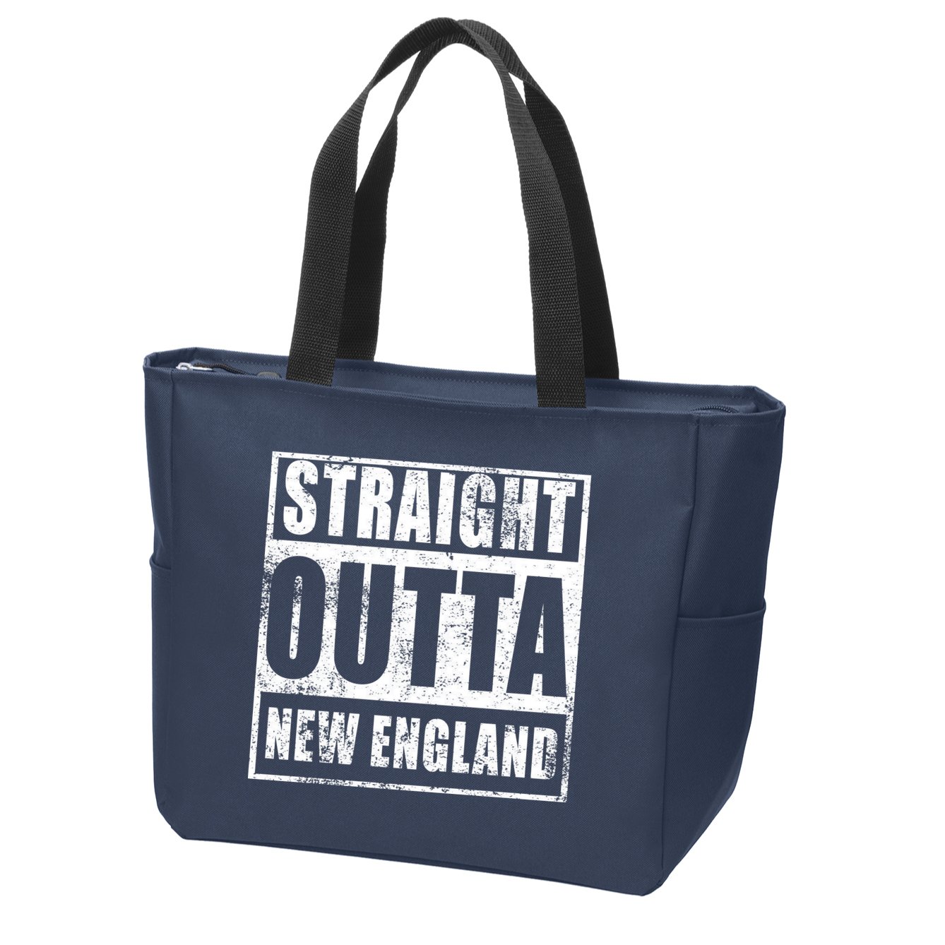 Straight Outta New England Distressed Zip Tote Bag