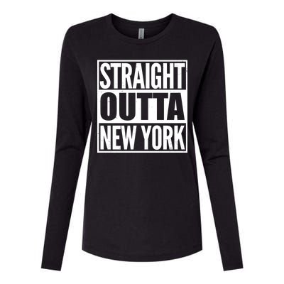 Straight Outta New York Womens Cotton Relaxed Long Sleeve T-Shirt