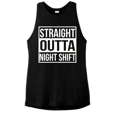 Straight Outta Night Shift Ladies PosiCharge Tri-Blend Wicking Tank