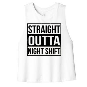 Straight Outta Night Shift Women's Racerback Cropped Tank