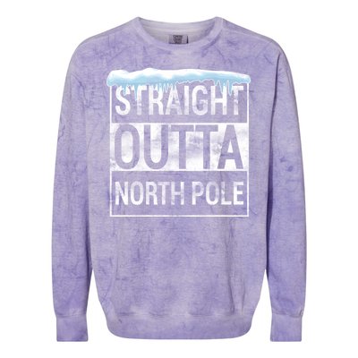 Straight Outta North Pole Funny Christmas Colorblast Crewneck Sweatshirt