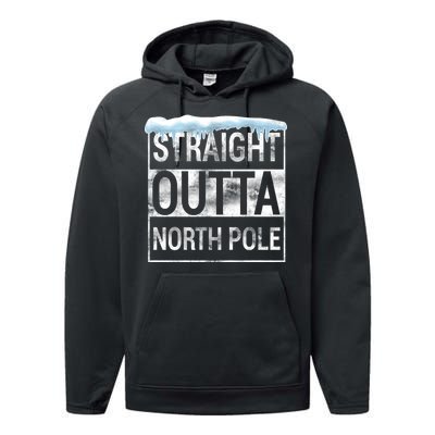 Straight Outta North Pole Funny Christmas Performance Fleece Hoodie