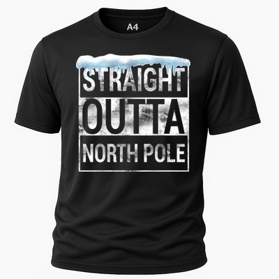 Straight Outta North Pole Funny Christmas Cooling Performance Crew T-Shirt