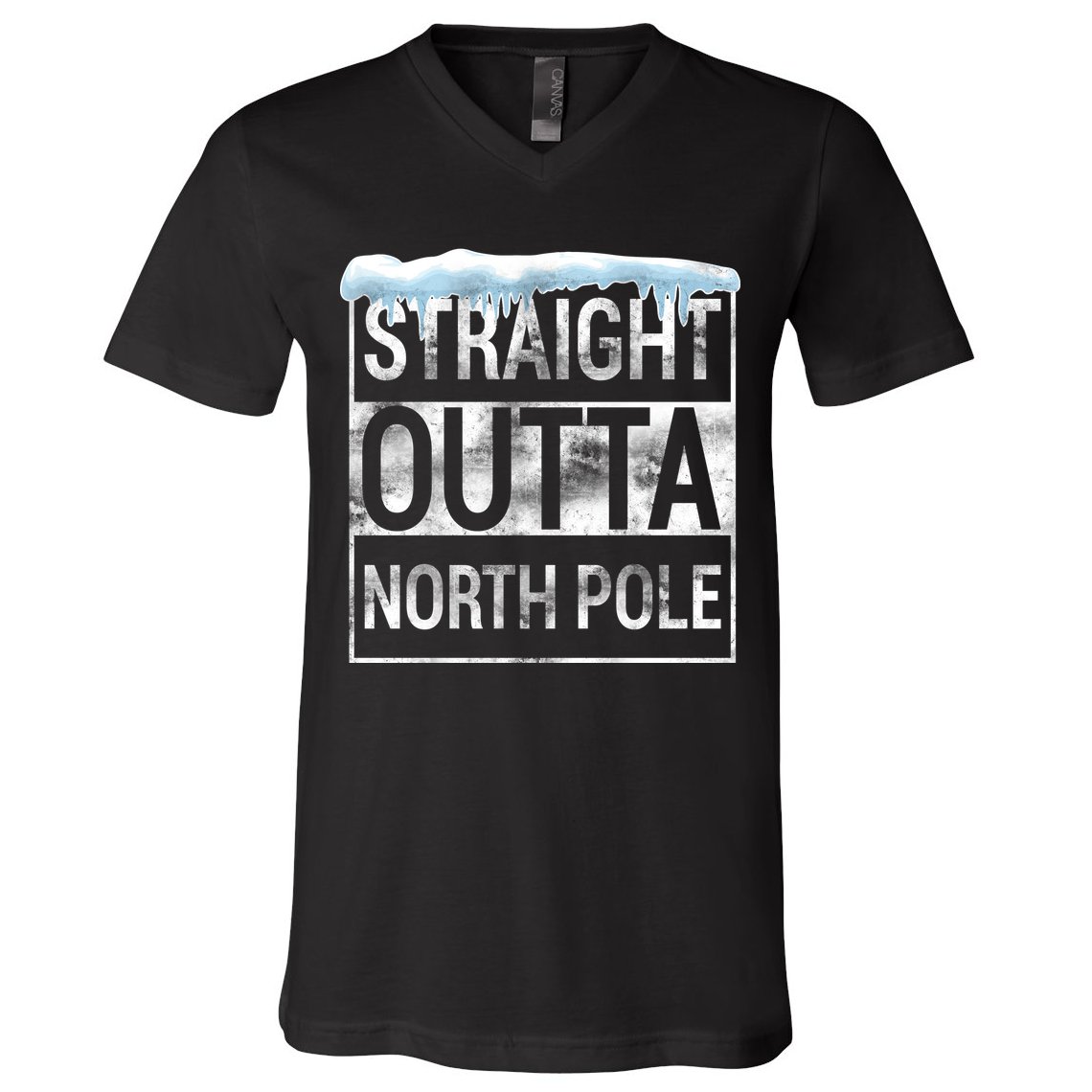 Straight Outta North Pole Funny Christmas V-Neck T-Shirt