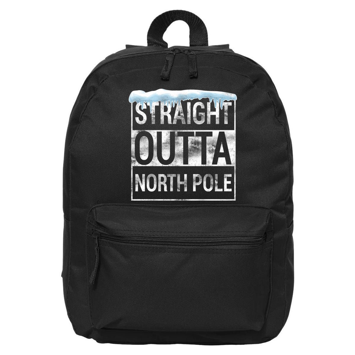 Straight Outta North Pole Funny Christmas 16 in Basic Backpack